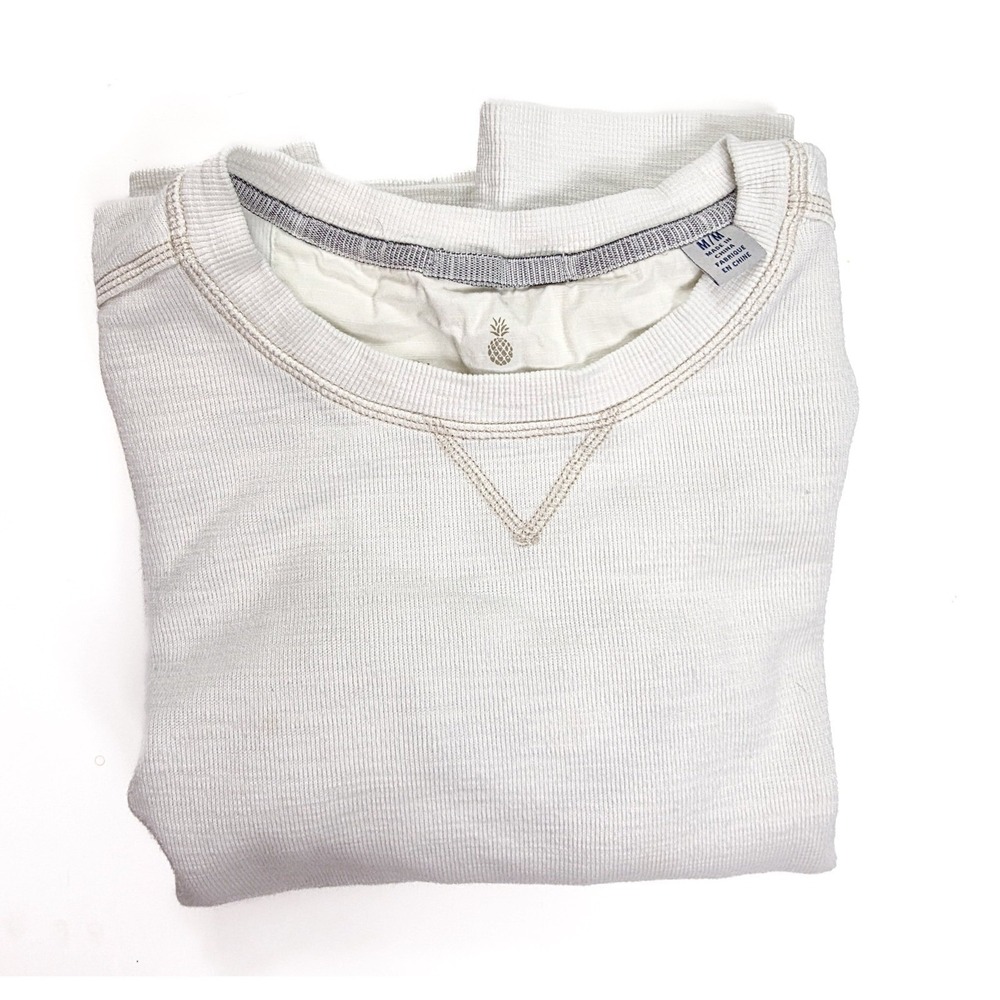 Tommy Bahama Cream Tobago Bay Puff Sleeve Sweatshirt Blouse Women's Size Medium - Picture 4 of 6